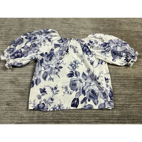 🍁Laura Ashley Blue Floral Blouse - Picture 6 of 12